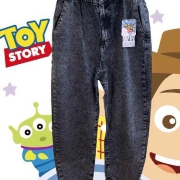 Zara X Disney Toy Story Paper Bag Jeans Pants Black Size US 4 - Picture 2 of 16